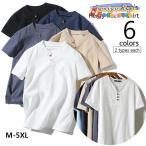 Tシャツ ヘンリーネック カットソー 半袖 メンズ トップス 2ボタン 3ボタン 無地 シンプル ベーシック 定番 ブルー ホワイト ブラック グレー