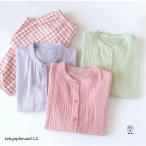 パジャマ レディース ルームウェア 2重ガーゼ 部屋着 ナイトウェア 可愛い 前開き 長袖 長ズボン 産後 肌に優しい 婦人用 入院 ダブルガーゼ 春 秋 冬