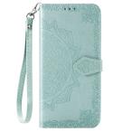 Xperia10 III  10III Lite ケース au SOG04 SO-52B  SOG03 SO-51B 手帳型 フェイクレザー スマホケース エンボス エスニック柄  グリーン