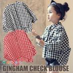 キッズ ギンガムチェックシャツ コットン チュニック ブラウス 送料無料