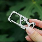 父の日ギフト　LOVEKNOT カラビナ キーホルダー チタン製マルチツール EDC 多機能ツール 栓抜き ドライバー 六角レンチアウトドア キャンプ 軽量 防災