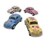 ミニカー 1/32 クラシック ビンテージルック ビートル ラブ＆ピース パステルカラー お得な4色コンプリートセット フォルクスワーゲン クラシックカー サイケ
