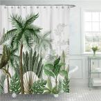 ハワイ シャワーカーテン 芭蕉葉柄 植物柄 バスカーテン 北欧 間仕切り 撥水 ユニットバス用 遮熱 防カビ 軽量速乾 省エネ 結露防止