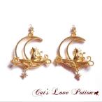 Yahoo! Yahoo!ショッピング(ヤフー ショッピング)猫 ラインストーン 月 ピアス トゥインクルトゥインクル Cat's Love Potion