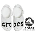 ショッピングクロックス クロックス クラシック ロゴ クロッグ crocs CLASSIC LOGO CLOG WHITE/BLACK 206668-103 ホワイト サンダル ミュール