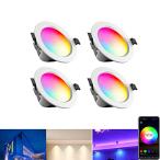 Aotealit LEDダウンライト 調光 調色 80φ 5W RGBW CCT 4PCS 埋め込み式天井ライト スマートダウンライト WIFI アプ