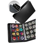 ETLIFE жестяная банка значок место хранения 57mm [ надежный полный покрытие большая вместимость 120 шт. входит ] PU кожа коллекция файл монета альбом (bla