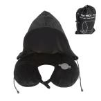 PRETOLE подушка для шеи U type с капюшоном . черный хлопок подушка для шеи мобильный подушка воздушный pillow насос тип ..... место хранения сумка имеется ... покрытие 
