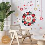 クリスマスリース ウォールステッカー 日本製 ポインセチア ツリー サンタ トナカイ 飾り 北欧 お洒落 シール ポスター 壁紙