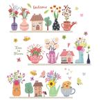 ショッピングウォールステッカー ウォールステッカー 花 フラワー プランター 日本製 シール ポスター 壁紙 北欧 かわいい 花束 花瓶 ガーデニング