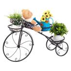 フラワースタンド アイアン 自転車型 屋外 花台 おしゃれ ガーデニング 棚 鉢植え/観葉植物/盆栽の飾り台 3段 室内 プランター置き ベランダ/玄