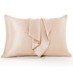 枕カバー　シルク　両面シルク　ファスナー式　洗える　シルクピローケース　ピンク　美髪　美肌