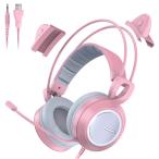ヘッドホン　猫耳ヘッドホン　ゲーミングヘッドセット　マイク付き　LEDライト付き　ピンク　可愛い