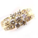 豪華1.5ct ダイヤモンド 1.5カラット K18 リング/指輪 ギラギラフラワー /白・透明(ホワイト)/中古/届5/ギフト プレゼント