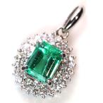 Yahoo! Yahoo!ショッピング(ヤフー ショッピング)エメラルド 1.46カラット PT900 ペンダントトップ 二重ダイヤ取り巻き 良品質 /緑（グリーン）/中古/届5/ギフト プレゼント