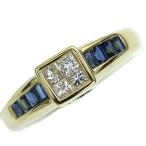 Yahoo! Yahoo!ショッピング(ヤフー ショッピング)ダイヤモンド リング/指輪 0.47カラット 18金イエローゴールド K18 ミステリーセット アームに角サファイヤ /白・透明（ホワイト）/中古/届5/