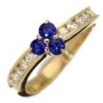 Yahoo! Yahoo!ショッピング(ヤフー ショッピング)サファイヤ リング/指輪 0.410カラット 18金イエローゴールド K18 ３石 ３ｓｔｏｎｅ 普段使い /青（ブルー）/中古/届5/