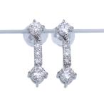 ダイヤモンド ピアス(イヤリング加工可能) 0.50カラット 18金ホワイトゴールド K18WG 揺れる縦ライン /白・透明(ホワイト)/アウトレット・新品/届10/1点もの