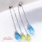 Yahoo! Yahoo!ショッピング(ヤフー ショッピング)ブルートパーズ ピアス（イヤリング可） K18WG ブリオレットカットのブルトパ 自在なバランス/白・透明（ホワイト）/セレクトジュエリー・受注生産品・新品/届10/