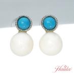 丸珠・白サンゴ/珊瑚ピアス/イヤリ...