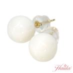 丸珠・白サンゴ/珊瑚ピアス/イヤリ...