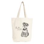 ☆ ドローイングシュナウザー ☆ Ivory ☆ アニマルトート アニマル親子トート 625 トートバッグ キャンバス ファスナー ショルダーバッグ