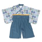 ☆ 丸和柄/ネイビー ☆ 60cm アエナック Aenak はかまロンパース 通販 男児 男の子 全開タイプ カバーオール 袴 ロンパース ベビー服 和