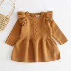 * Brown * 110cm * One-piece baby вязаный простой baby вязаный One-piece девочка вязаный оборка One-piece ребенок одежда Kids 