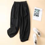 * черный * L *ba Rune брюки лен ..ko Kuhn брюки свободно ba Rune брюки ko Kuhn брюки женский шаровары 