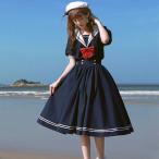 * темно-синий * M размер * sailor One-piece короткий рукав матроска One-piece короткий рукав школьная форма платье sailor колено длина колени внизу длина flair воротник имеется 