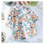 ☆ ホワイト/ハイビスカス ☆ Mサイズ ☆ アロハシャツ トップス 半袖 アロハシャツ トップス 半袖 メンズ シャツ 半袖シャツ メンズシャツ