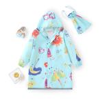 ショッピングレインコート キッズ ☆ サンフラワー×ブルー ☆ Lサイズ ☆ レインコート キッズ レインコート キッズ 子供用 かわいい 可愛い こども 子ども