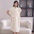 ☆ ベージュ ☆ バスローブ pkyj847 バスローブ 半袖 バスタオル ガウン ルームウェア 部屋着 ルームウエア 吸水 無地 ポリエステル