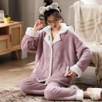 ☆ ラベンダー ☆ Lサイズ ☆ ルームウェア もこもこ pmy0817 パジャマ レディース ふわふわ 上下セット ルームウェア 冬 もこもこ