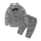 * серый * 90 Kids костюм мужчина почтовый заказ 70 80 90 100 формальный смокинг длинный рукав мужчина . мужчина . ребенок твид проверка 4 позиций комплект автомобиль 
