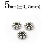 1個売り アクセサリーパーツ ハンドメイド 銀古美シルバー リング型スペーサー フラワー メタルパーツ 5mｍ