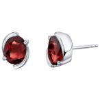 スターリングシルバー ベゼル スタッドピアス さまざまな宝石付き Peora Garnet Stud Earrings for W 並行輸入品