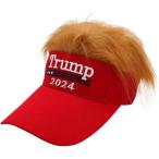 Trump 2024 髪付き帽子 ドナルド・トランプ Make America Great Again ウィッグ 帽子 刺繍 ウル 並行輸入品