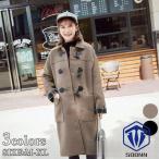 ゆったり 可愛い ダッフルコート BIGポケット ミディアム丈 防寒 アウター レディース