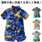 男の子 アロハ セットアップ カジュアルシャツ 半袖シャツ ハーフパンツ キッズ 上下セット 子供服 花柄 こども服 ジュニア アロハシャツ 半袖 シ