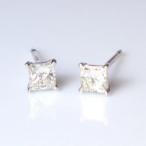 ダイヤモンドピアスK18YG PG WG 0.24ct プリンセスカットダイヤモンドピアス『Princess』SIクラス Gカラー 無色透明 イエローゴールド ピンクゴールド