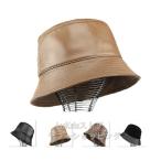 ショッピングハット SALE！ 本革 バケットハット メンズ レディース リアルレザー 男女兼用 アウトドア ストリート 登山 ブラック  秋冬 帽子 おしゃれ 無地  頭周り