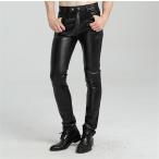 SALE!   フェイクレザーパンツ 　革パンツ メンズ　皮パン スキニー 　美脚シルエット ビジネス　スリム タイト