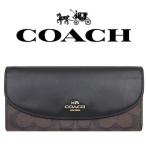 ★特別SALE★【送料無料】 F54022 IMAA8 コーチ COACH 長財布 ブラウン×ブラック シグネチャー PVC レザー スリム アウトレット レディース
