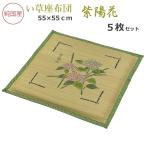 い草座布団 5枚セット 国産 55×55×2.5cm (紫陽花) 四方縁付捺染 純国産 ザブトン 抗菌 防臭 井草 イグサ いぐさ 日本製