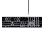 ショッピングキーボード SATECHI Slim W3 有線バックライトキーボード ? テンキー付き、US QWERTY 配列、