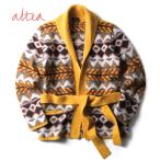altea/アルテアブラッシュドウールジャカードフェアアイル柄ショールカラ...
