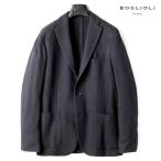 BOGLIOLI / ボリオリ製品染めウールシルクコットンヘリンボーンニットジャージー3Bジャケット(K.JACKET)（ダークネイビー）