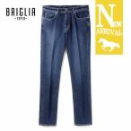 BRIGLIA 1949 / ブリリア 1949 ダメージ&ウォッシュ加工コットンストレッチスリムテーパードデニムパンツ(STEVE/424160) (ウォッシュドインディゴブルー)