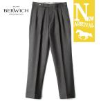 BERWICH / ベルウィッチ ウールギャバジン2プリーツパンツ(ARDBEG FA1648) （メランジダークブラウン）